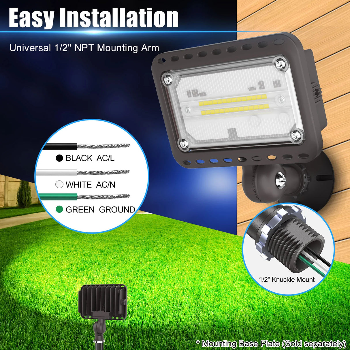 LED Knuckle Flood Light - KFL Series,20W,2200lumens,5000K,100-277V