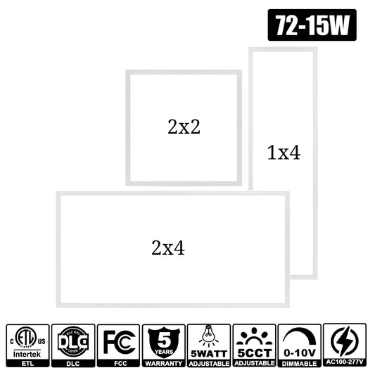4PACK LED Flat Panel Lights 5WATT 5CCT Tunable 120-277VAC 0-10V Dim