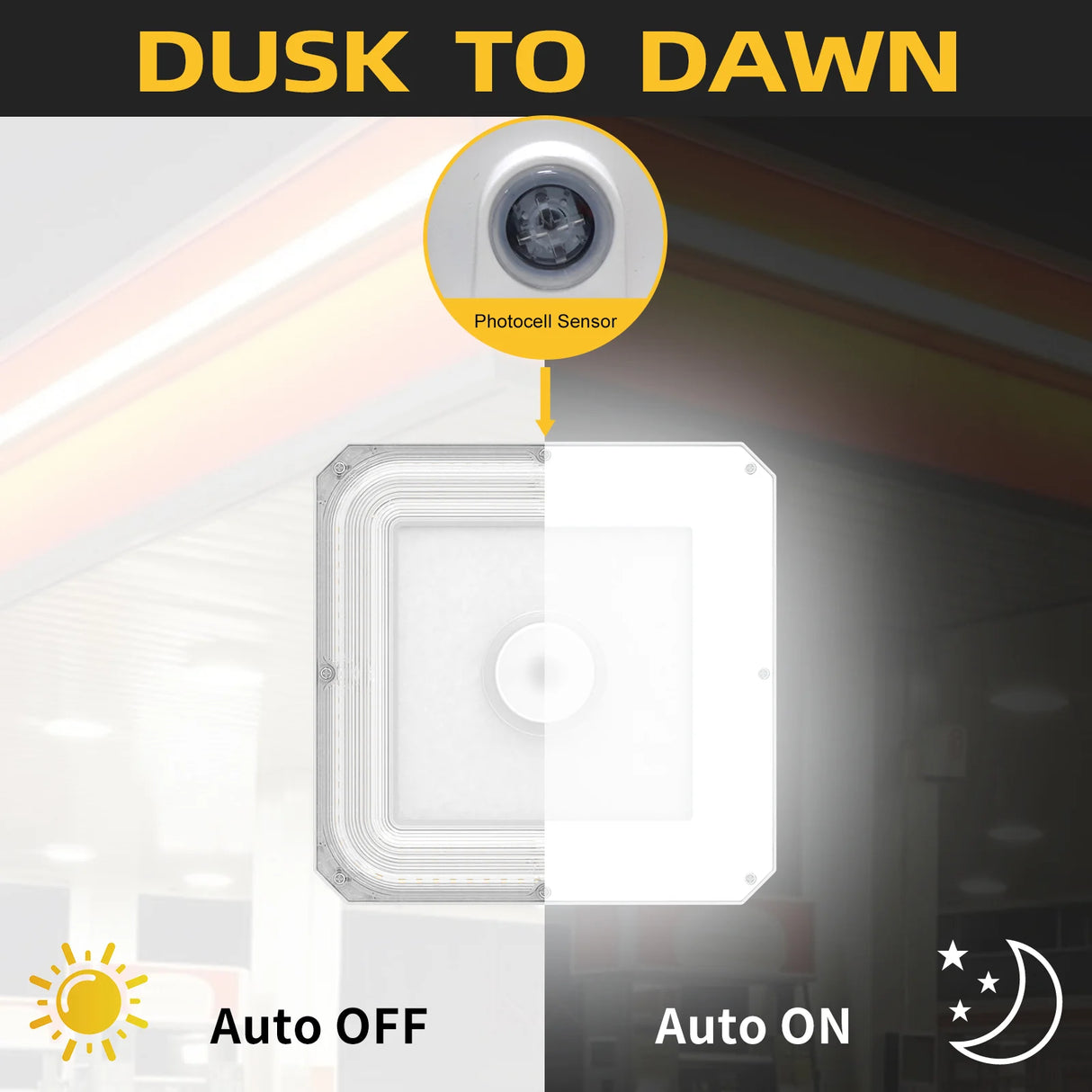 LED Canopy Light  - CPG Series,60W,8400lumens,Selectable Wattage & CCT,100-277V,with Photocell