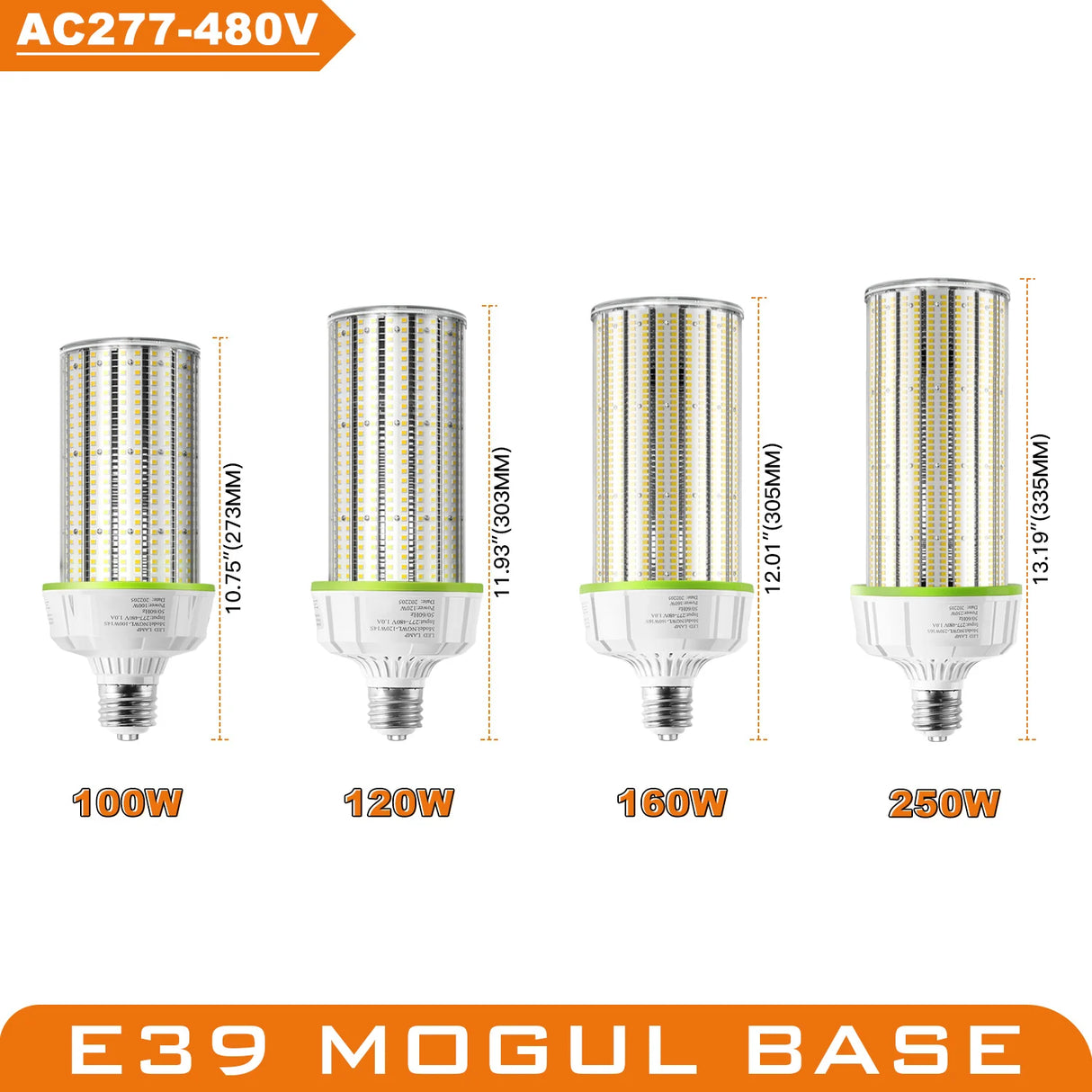 LED Corn Bulb Light - WL Series,80W-300W,11200-42000lumens,5000/5700K,100-480V,E39 Base
