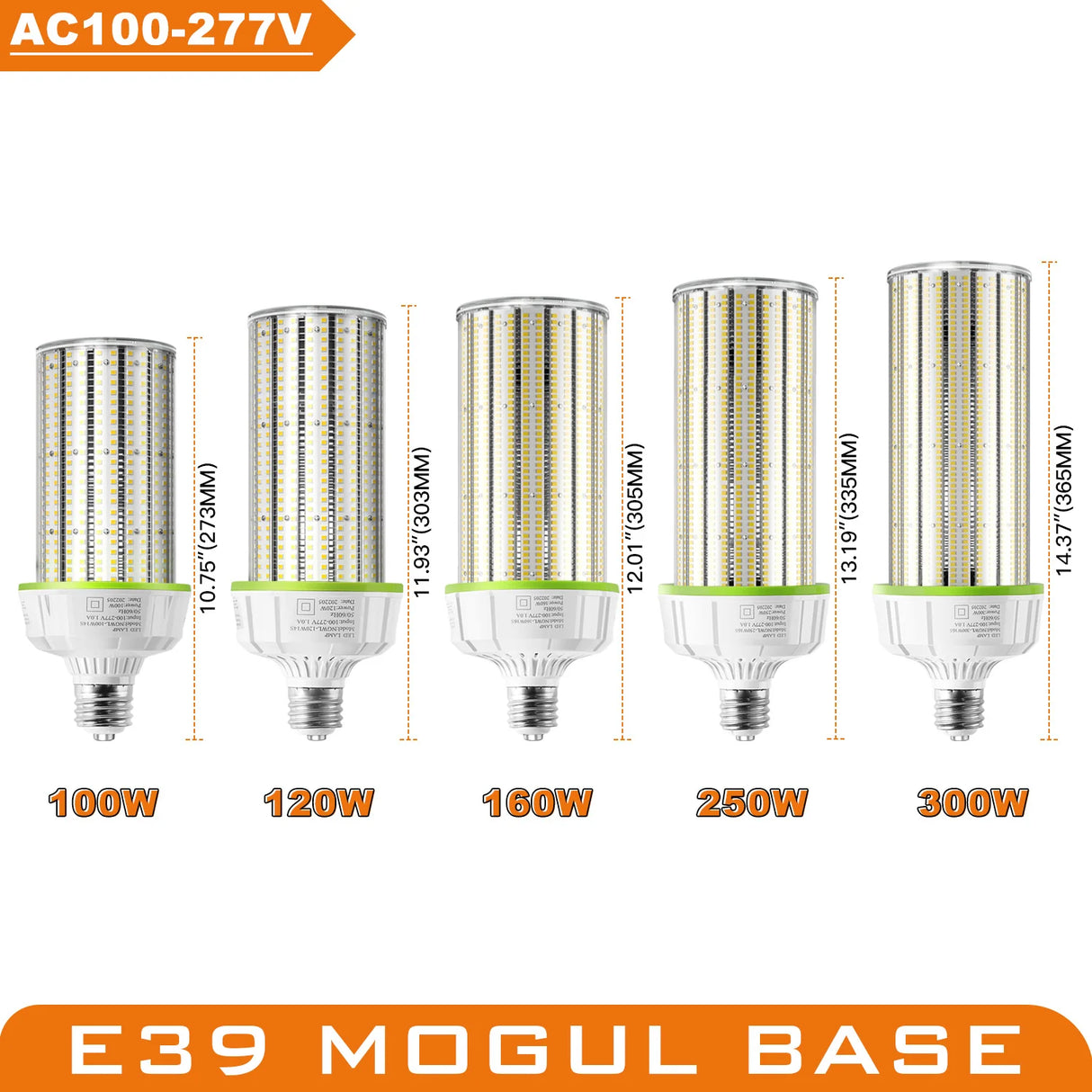 LED Corn Bulb Light - WL Series,80W-300W,11200-42000lumens,5000/5700K,100-480V,E39 Base